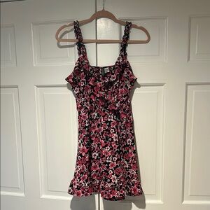 Divided Black and Pink Floral Dress